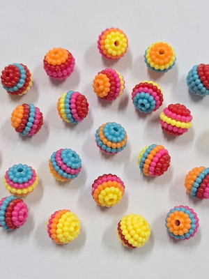 Miçanga craquelada 10mm multicor -50grama/150peça
