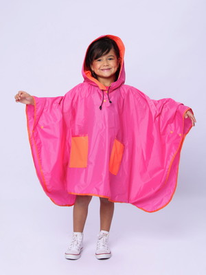 Capa de chuva poncho e bolso pink