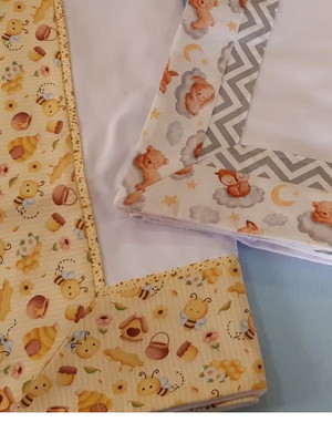 Kit 2 cueiros flanelados com barrado em tecido 100% algodão