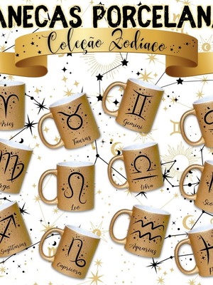 Caneca porcelana personalizada zodiaco
