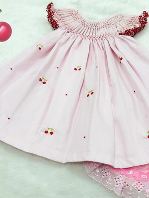 Vestido cerejinha-casinha de abelha- 6/9 meses