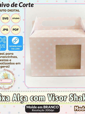 Arquivo de corte silhouette caixa alça com visor shaker 3