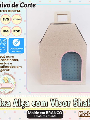 Arquivo de corte silhouette caixa alça com visor shaker 4