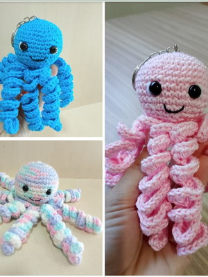 Chaveiro de polvo amigurumi grande