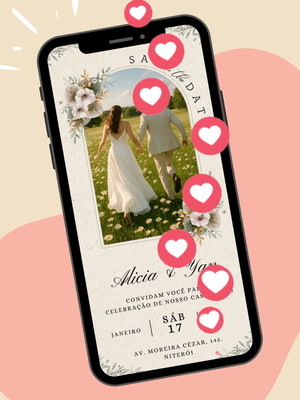Convite de casamento floral
