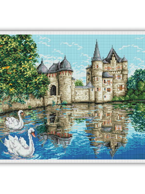 Castelo e cisnes - gráfico ponto cruz