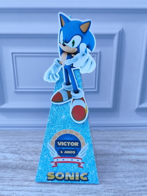 Caixa pirâmide tema sonic com aplique