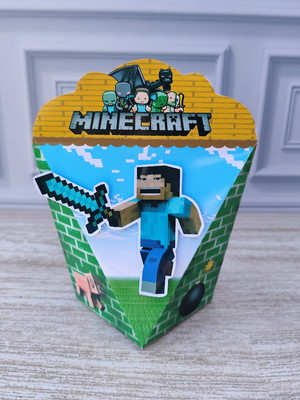Caixa coração/nuvem tema minecraft premium com aplique