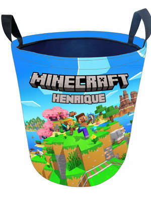 Cesto de brinquedos organizador personalizado minecraft