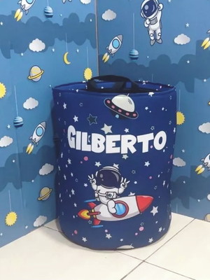 Cesto de brinquedos organizador personalizado astronauta