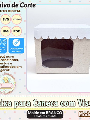 Arquivo de corte silhouette caixa caneca com visor 2