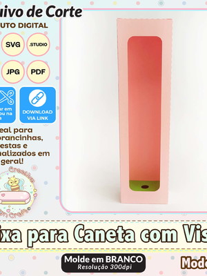 Arquivo corte silhouette caixa para caneta com visor 1