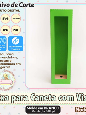 Arquivo corte silhouette caixa para caneta com visor 2
