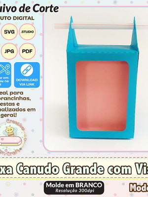 Arquivo de corte silhouette caixa canudo grande com visor