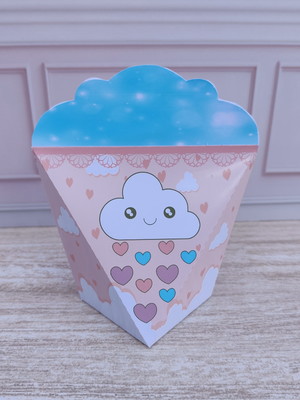 Caixa nuvem/coração tema chuva de amor tradicional