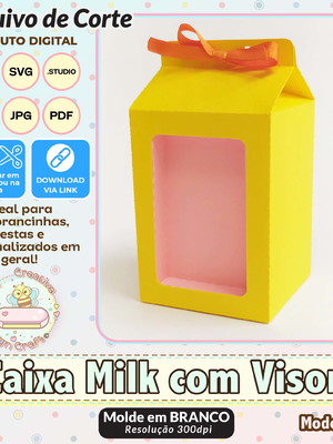 Arquivo de corte silhouette caixa milk com visor