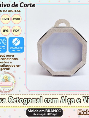 Arquivo de corte silhouette caixa octogonal com alça e visor