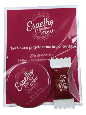 Kit mimos (espelho + bala personalizada + cartão) 50und