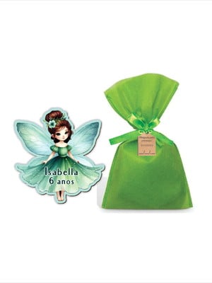 Imã fada personalizado em mdf com saquinho e tag