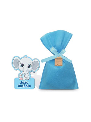 Imã elefantinho menino personalizado mdf com saquinho e tag