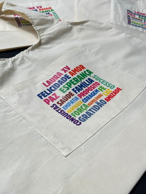 Sacola ecobag personalizada com bolso frontal com logomarca