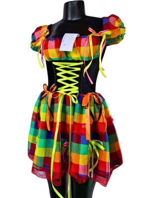 Vestido caipira colorido adulto decorado e com renda