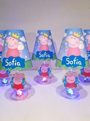 Centro de mesa abajur com led - p&ppa pig