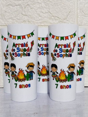 Copo long drink branco festa junina