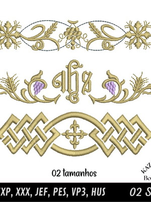 Kit 03 matrizes bordados religiosos 4 - 02tamanhos kaza hara