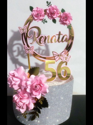 Topper de bolo arco com flores