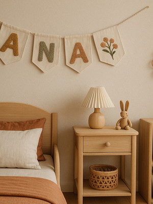 Varal decorativo personalizado com nome - bandeirolas