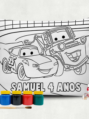 Almofada com tinta para colorir carros