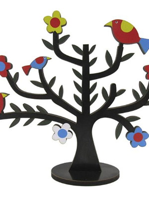 Enfeite árvore pássaros galhos decorativo com base adesivada
