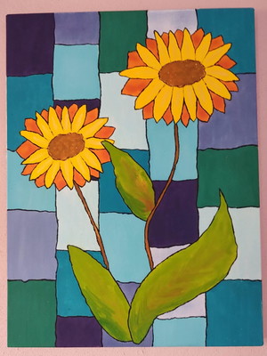 Quadro pintura em tela flores decoração sala quarto