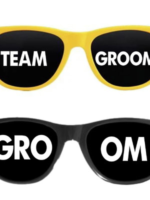 Óculos despedida solteiro team groom amarelo + noivo grátis