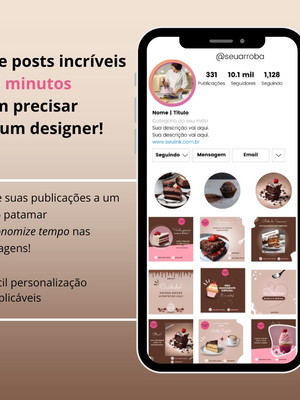 Pack artes editáveis canva - confeitaria
