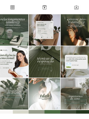 Pack canva psicologia elegante com legendas instagram