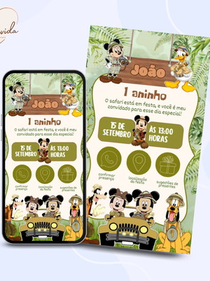 Convite digital interativo -mickey safari