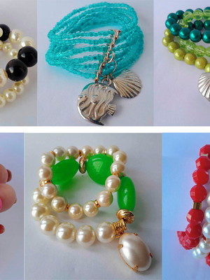 Lote com 6 kits de pulseiras bolas peroladas