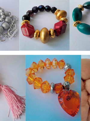Lote com 6 kits de pulseiras bolas peroladas