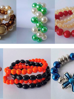 Lote com 6 kits de pulseiras bolas peroladas