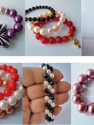 Lote com 6 kits de pulseiras bolas peroladas