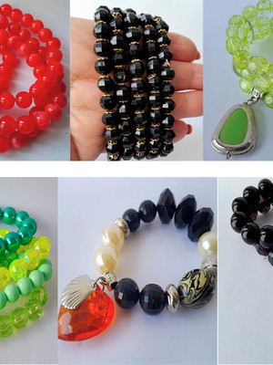 Lote com 6 kits de pulseiras bolas peroladas