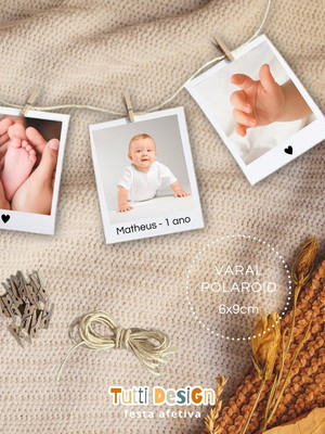 Varal com 12 polaroid - kit