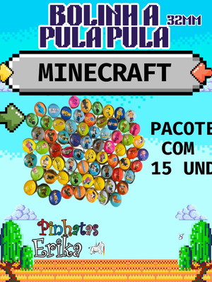 Bolinhas pula-pula minecraft - pacote com 15 unidades