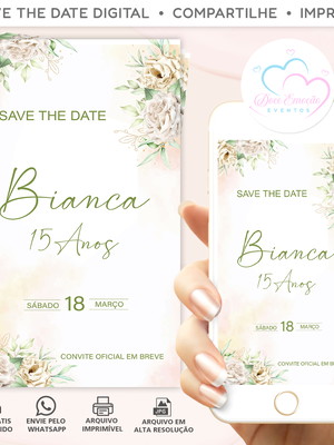 Save the date 15 anos digital crisântemo