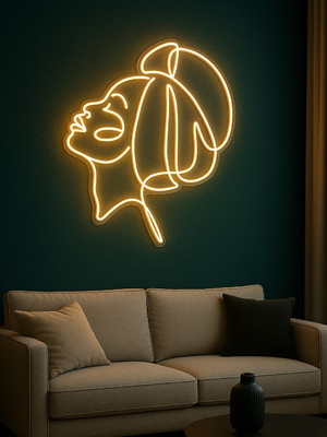 Quadro led mulher com turbante de perfil 21x30cm