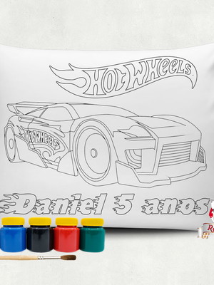 Almofada com tinta para colorir hot wheels