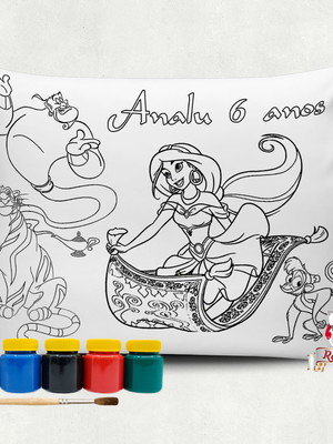 Almofada com tinta para colorir jamine