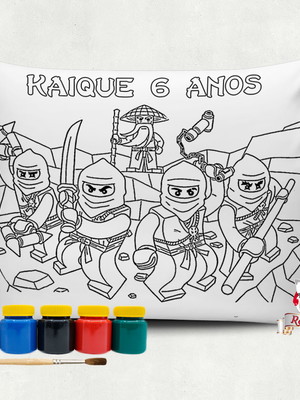 Almofada com tinta para colorir ninjago